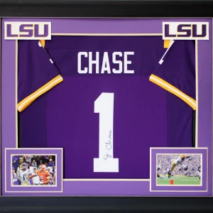 LSU Ja'Marr Chase Authentic Signed Purple Pro Style Framed Jersey BAS Witnessed