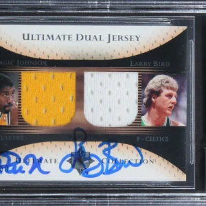 Magic Johnson & Larry Bird Signed 2005 Ultimate DJJB 13/50 Card Auto 10 BAS Slab
