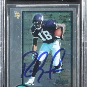 Randy Moss Signed 1998 Bowman Chrome Interstate #182 RC Card Auto 10 BAS Slabbed