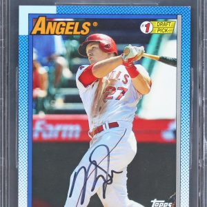 Angels Mike Trout Signed 2015 Topps Archives 5x7 '90 Topps DP #1 Card BAS Slab