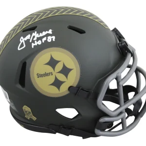 Steelers Joe Greene "HOF 87" Signed Salute to Service IV Speed Mini Helmet BAS W