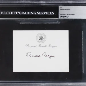 Ronald Reagan Authentic Signed 3x4 Cut Signature Autographed BAS Slabbed 2