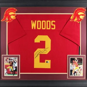 USC Robert Woods Signed Maroon Pro Style Framed Jersey BAS Witnessed #WS34835