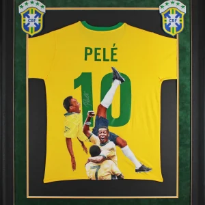 Brazil Pele Signed Hand Painted LE 1/1 By William Zavala Framed Jersey BAS COA