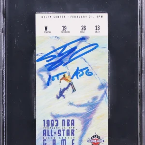 Shaq O'Neal "1st ASG" Signed 2/21/1993 NBA All Star Game Ticket Stub BAS Slabbed