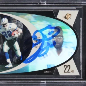Cowboys Emmitt Smith Signed 1997 SPX #34 Card Auto Graded Mint 10! BAS Slabbed