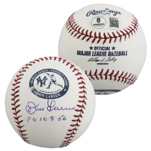 Yankees Don Larsen "PG 10.8.56" Signed PG 50th Anniversary Logo OML Baseball BAS