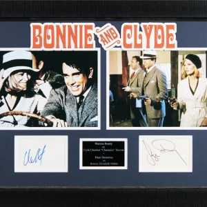 Warren Beatty & Faye Dunaway Bonnie and Clyde Signed Framed Display BAS