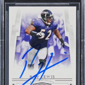 Ravens Ray Lewis Signed 2007 Donruss Threads #6 Card Auto 10! BAS Slabbed
