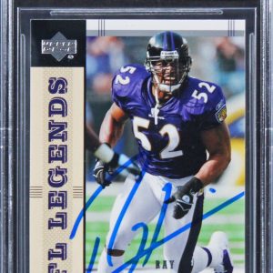 Ravens Ray Lewis Signed 2005 Upper Deck Legends #5 Card Auto 10! BAS Slabbed