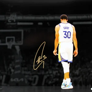 Warriors Stephen Curry Authentic Signed 16x20 Horizontal Spotlight Photo JSA 4