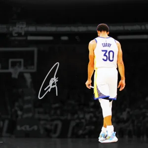 Warriors Stephen Curry Authentic Signed 16x20 Horizontal Spotlight Photo JSA 3