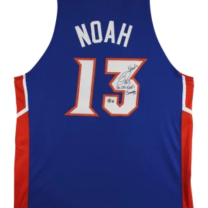 Florida Joakim Noah "06 & 07 Nat'l Champs" Signed Blue Pro Style Jersey BAS Wit