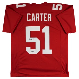Abdul Carter Authentic Signed Red Pro Style Jersey Autographed BAS Witnessed