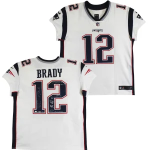 (6) Brady, Gronkowski, Gilmore, Edelman +2 Signed White Nike Elite Jersey BAS