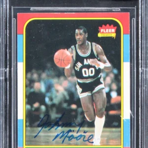 Spurs Johnny Moore Signed 1986 Fleer #76 Card Auto Graded Mint 10! BAS Slabbed
