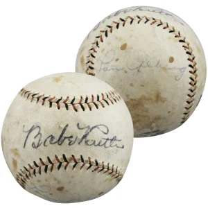 Yankees Babe Ruth & Lou Gehrig Signed Official League Baseball JSA #XX00240