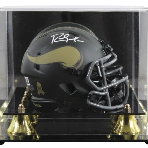 Vikings Randy Moss Signed Salute to Service IV Speed Mini Helmet W/ Case BAS Wit