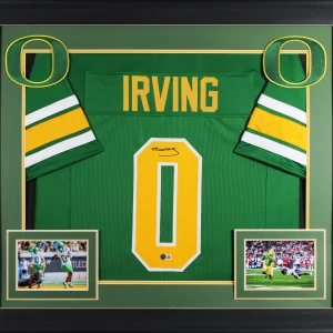 Oregon Bucky Irving Authentic Signed Green Pro Style Framed Jersey BAS Witnessed