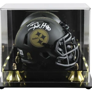 Steelers T.J. Watt Signed Salute to Service IV Speed Mini Helmet W/ Case BAS Wit