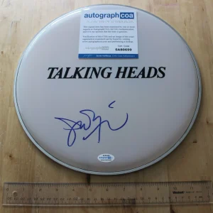 Talking Heads, Jerry Harrison SIGNED 12" Drum Head (c) ACOA