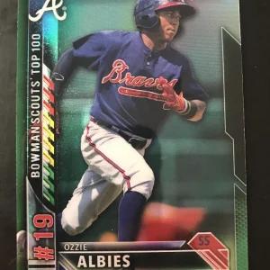 OZZIE ALBIES 2016 BOWMAN CHROME TOP 100 ROOKIE RC REFRACTOR SP GREEN /99