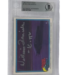 WILLIAM DANIELS SIGNED KNIGHT RIDER DONRUSS TRADING CARD #6 SLABBED BECKETT 1