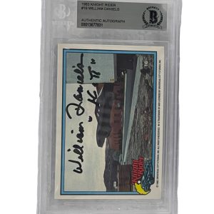 WILLIAM DANIELS SIGNED KNIGHT RIDER DONRUSS TRADING CARD #16 SLABBED BECKETT 2