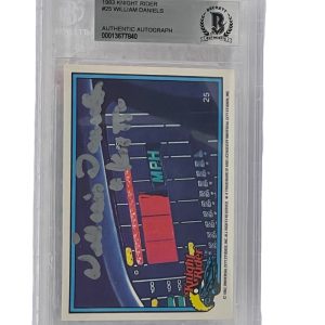 WILLIAM DANIELS SIGNED KNIGHT RIDER DONRUSS TRADING CARD #25 SLABBED BECKETT 1