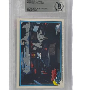 WILLIAM DANIELS SIGNED KNIGHT RIDER DONRUSS TRADING CARD #32 SLABBED BECKETT 1