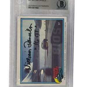 WILLIAM DANIELS SIGNED KNIGHT RIDER DONRUSS TRADING CARD #37 SLABBED BECKETT 2
