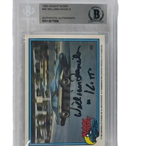 WILLIAM DANIELS SIGNED KNIGHT RIDER DONRUSS TRADING CARD #40 SLABBED BECKETT 2
