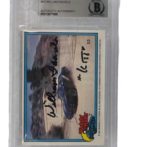 WILLIAM DANIELS SIGNED KNIGHT RIDER DONRUSS TRADING CARD #53 SLABBED BECKETT 1