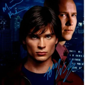 TOM WELLING and MICHAEL ROSENBAUM Signed 8x10 SMALLVILLE SUPERMAN Photo