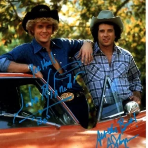TOM WOPAT & JOHN SCHNEIDER Signed 8x10 THE DUKES OF HAZZARD BO & LUKE DUKE Photo