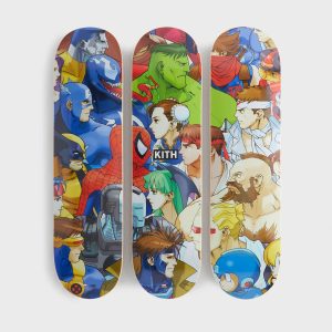 **IN HAND** KITH MARVEL VS CAPCOM TRIPTYCH SET OF 3 SKATEDECK SKATE DECK IN HAND