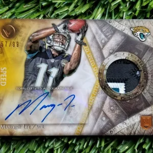 2014 TOPPS VALOR MARQISE LEE SHIELD OF HONOR 3 CLR PATCH RC AUTO /99 JAGUARS