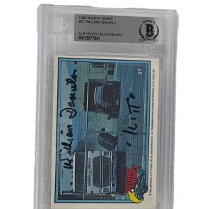 WILLIAM DANIELS SIGNED KNIGHT RIDER DONRUSS TRADING CARD #27 SLABBED BECKETT 3