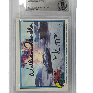 WILLIAM DANIELS SIGNED KNIGHT RIDER DONRUSS TRADING CARD #38 SLABBED BECKETT 1