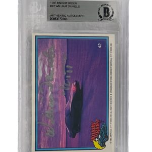 WILLIAM DANIELS SIGNED KNIGHT RIDER DONRUSS TRADING CARD #42 SLABBED BECKETT