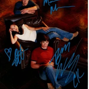 TOM WELLING MICHAEL ROSENBAUM and KRISTIN KREUK Signed 8x10 SMALLVILLE Photo