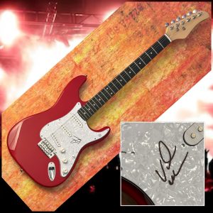 GFA Terra, Vento E Fuoco Fascia Verdine Bianco Firmato Elettrico Chitarra COA