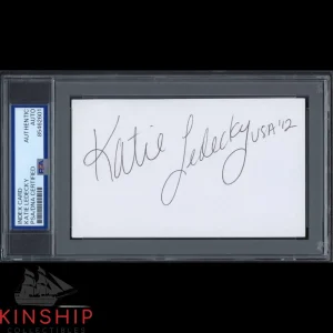 Katie Ledecky signed 3x5 Index Card PSA DNA Slab Vintage Swimming Auto C3945