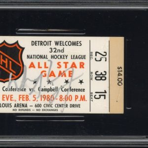 WAYNE GRETZKY SIGNED 1980 NHL 1ST ALL STAR GAME TICKET PSA 2 AUTO 7