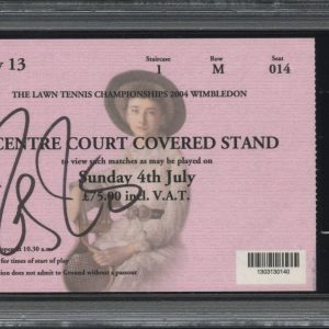 ROGER FEDERER SIGNED 2004 WIMBLEDON CHAMPIONSHIP FINALS TICKET PSA 6 AUTO 10