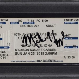 MIKE KRZYZEWSKI COACH K SIGNED 1000 WIN FULL TICKET DUKE PSA AUTO 10