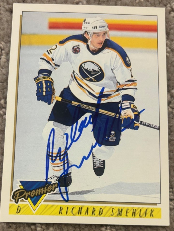 1993-94 Topps Premier Richard Smehlik signed autographed card Buffalo Sabres