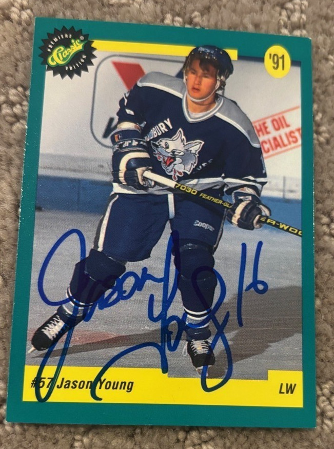 Buffalo Sabres Jason Young Signed Autographed 1991 Classic Premier Card
