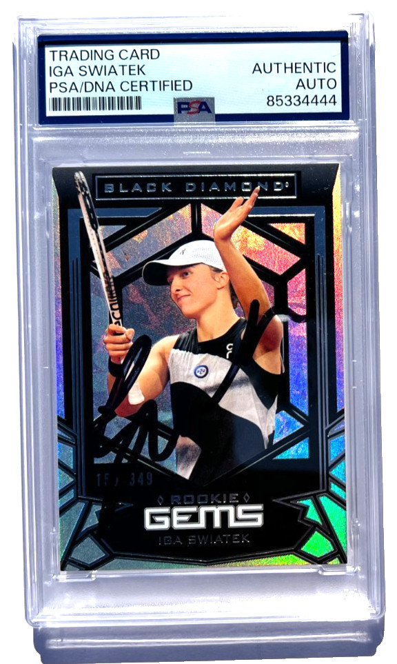 IGA SWIATEK SIGNED 2023 UPPER DECK GOODWIN CHAMPIONS BLACK DIAMOND /349 AUTO PSA