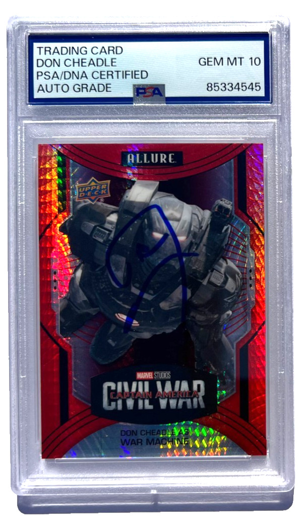 Don Cheadle SIGNED 2022 Upper Deck Marvel Allure Red War Machine Auto 10 PSA
